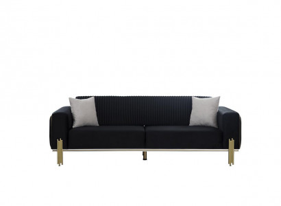 Modern black three-seater with stainless steel upholstery couch sofas design